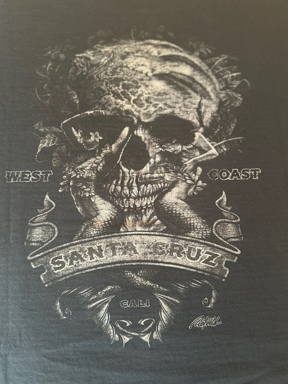 Santa Cruz Skateboards Black Skull West Coast Graphic Tee, Medium